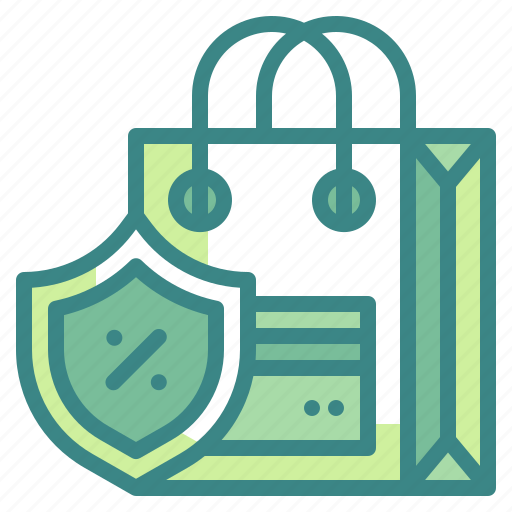 Shield, percent, bag, security, purchases, shopping, safety icon - Download on Iconfinder