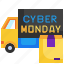 money, transportation, cyber, box, shopping, truck, delivery 