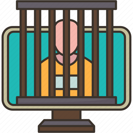 Online, prisoner, criminal, hacker, arrest icon - Download on Iconfinder