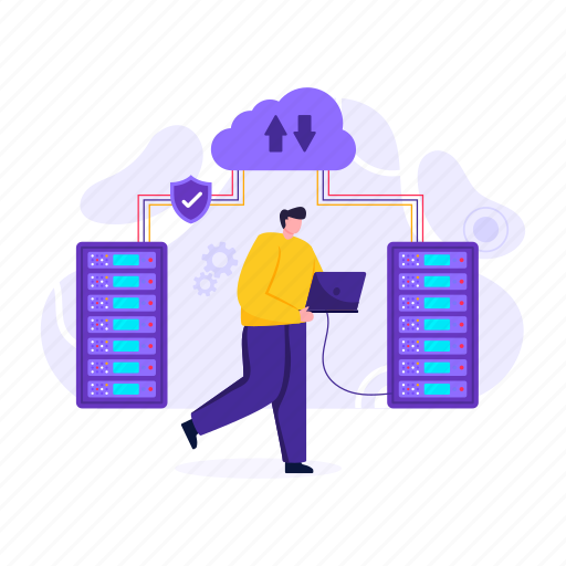 Server cloud, cloud hosting, cloud data transfer, cloud storage, cloud technology illustration - Download on Iconfinder
