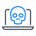 skull, ransomware, virus, attack, malware, laptop, computer 