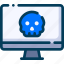 cyber, security, computer infection, monitor, virus, skull 