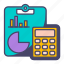 graph, calculator, report, finance 