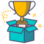 trophy, award, achievement, box 