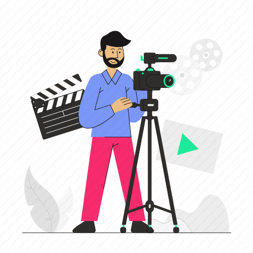 Video editing, video production, director, video, movie, multimedia, filming illustration - Download on Iconfinder