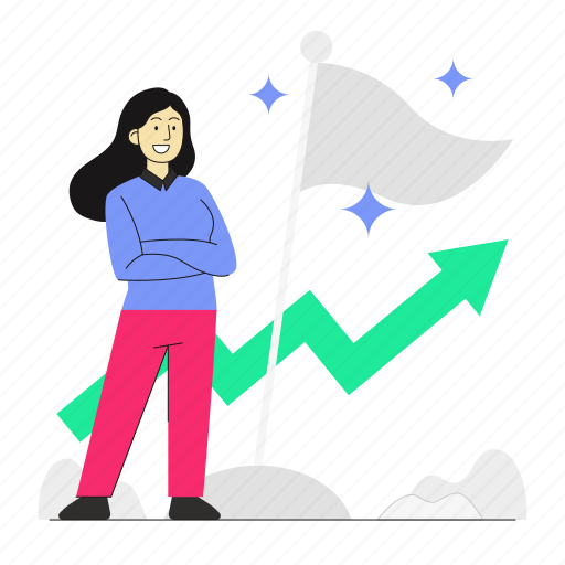 Flag, target, goal, achievement, arrow, position illustration - Download on Iconfinder