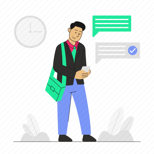 Business, chat, message, texting, man, finance, communication illustration - Download on Iconfinder