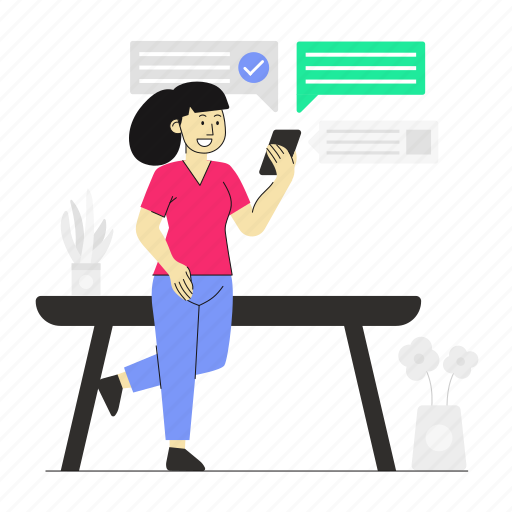 Text message, texting, chat, communication, conversation, interaction, connection illustration - Download on Iconfinder