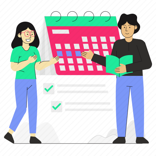 Planning, teamwork, schedule, strategy, calendar, time illustration - Download on Iconfinder