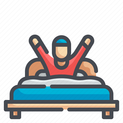 Wake, routine, bedroom, stretching, bed icon - Download on Iconfinder