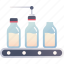factory, industry, manufacturing, milk bottle, packaging, process, product 
