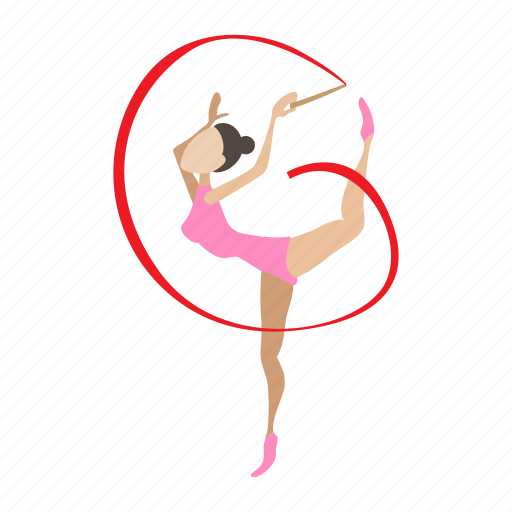 Artistic, cartoon, character, female, gymnast, gymnastics, ribbon icon - Download on Iconfinder