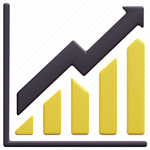 Trend, statistics, increasing, up, growth, chart, 3d 3D illustration - Download on Iconfinder