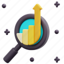 data, analysis, research, business, finance, loupe, graph, magnifying, glass, 3d 
