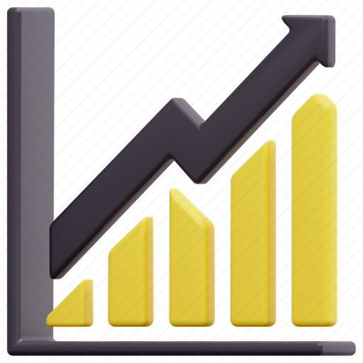 Trend, statistics, increasing, up, chart, growth, 3d 3D illustration - Download on Iconfinder