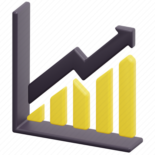 Trend, statistics, increasing, growth, up, chart, 3d 3D illustration - Download on Iconfinder