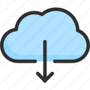 arrow, cloud, data, download, service