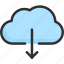 arrow, cloud, data, download, service 