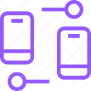 chat, connected, connections, conversation, data, device, phones, purple, wireless 