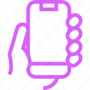 accesibility, device, hand, holding, one handed, operation, phone, purple, user