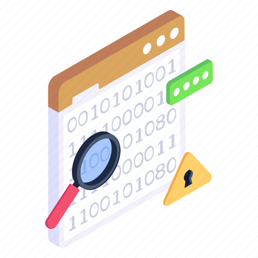 Code analysis, search code, binary analysis, web coding, software search icon - Download on Iconfinder