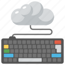 cloud computing concept, cloud hosting, cloud technology, cloud with keyboard, wireless technology concept 