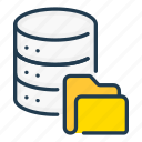 data, database, file, folder, server, storage