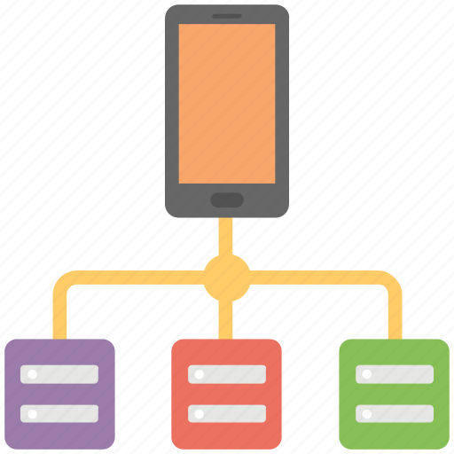 Mobile connected to server, mobile database, mobile hosting server, mobile network server, mobile server icon - Download on Iconfinder