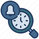 bell, alarm, alert, search, date, time, find