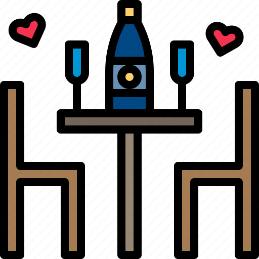 Celebrate, dinner, drink, party, table, valentine icon - Download on Iconfinder