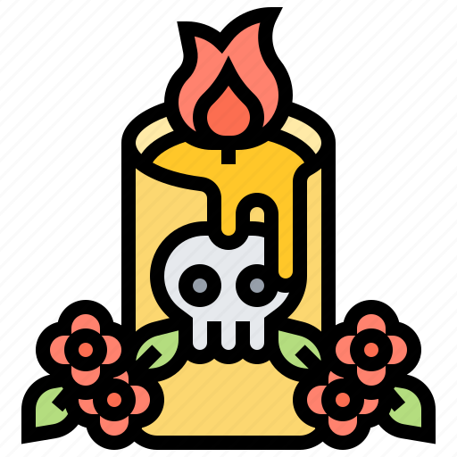 Adorned, candle, decoration, light, skull icon - Download on Iconfinder