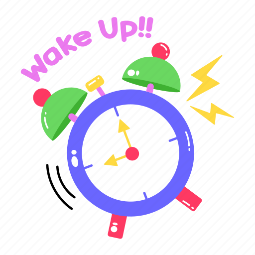 Morning alarm, wake up, alarm clock, alarm ringing, clock ringing sticker - Download on Iconfinder