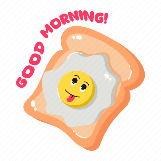 Egg toast, egg bread, breakfast, good morning, egg slice sticker - Download on Iconfinder