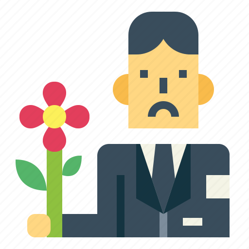 Flower, man, mourn, sad, suit icon - Download on Iconfinder