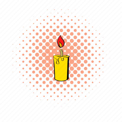 Candle, comics, flame, glow, halftone, lit, wax icon - Download on Iconfinder