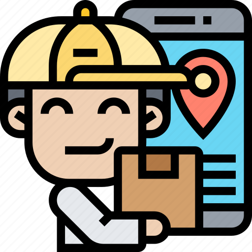Deliverer, smartphone, order, tracking, package icon - Download on Iconfinder