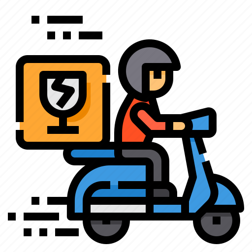 Fragile, delivery, scooter, logistic, box icon - Download on Iconfinder