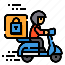 padlock, delivery, scooter, logistic, box