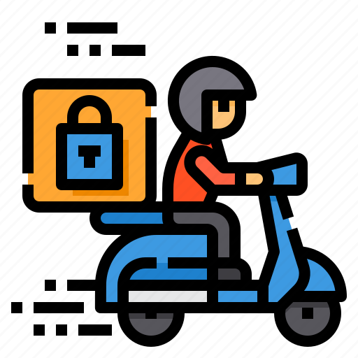 Padlock, delivery, scooter, logistic, box icon - Download on Iconfinder