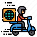 worldwide, delivery, scooter, logistic, box