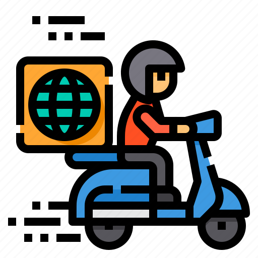 Worldwide, delivery, scooter, logistic, box icon - Download on Iconfinder