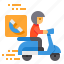 customer, service, delivery, scooter, logistic, box 