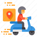 location, delivery, scooter, logistic, box