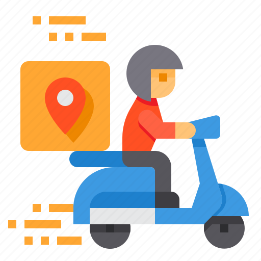 Location, delivery, scooter, logistic, box icon - Download on Iconfinder