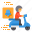 notification, delivery, scooter, logistic, box 