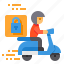 padlock, delivery, scooter, logistic, box 