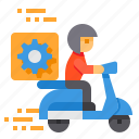 setting, delivery, scooter, logistic, box
