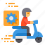 setting, delivery, scooter, logistic, box 