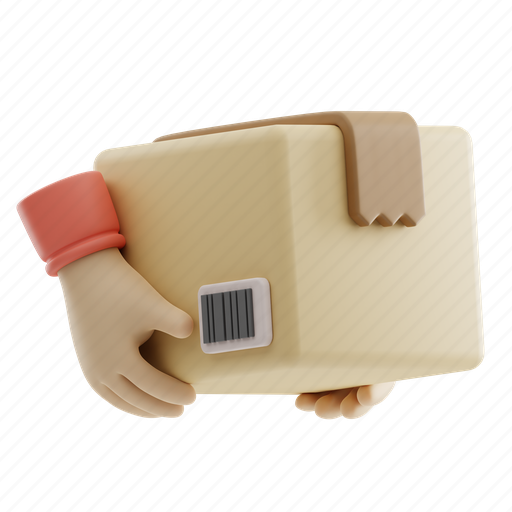 Courier, box, truck, man, logistics, delivery, parcel 3D illustration - Download on Iconfinder