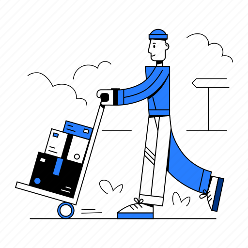 Courier, boxes, box, shop, gift, shopping, shipping illustration - Download on Iconfinder